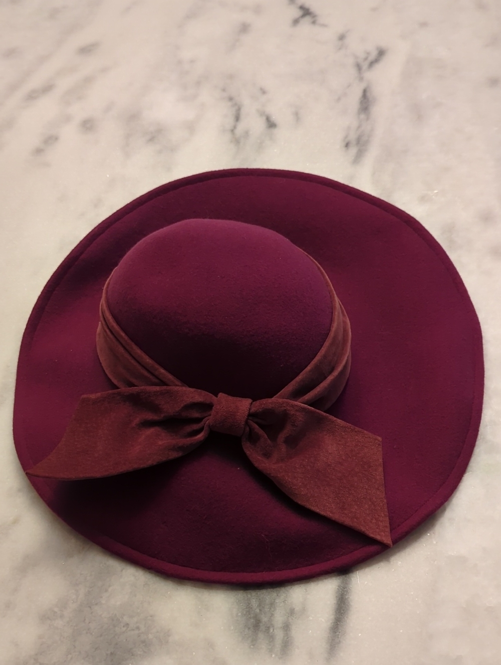 Vintage Sonni San Francisco 100%wool Society Hat With Suede Ribbon Bow- Maroon